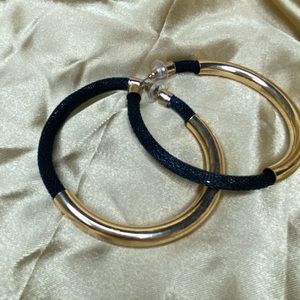 Big Loop Statement Black/Gold Earrings